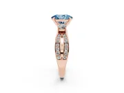 Oval Three-Stone Twist Engagement Ring Setting for a Fancy Blue Lab-Grown Diamond | Rose Gold