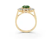Round Floral Double Halo Engagement Ring Setting for a Fancy Green Lab-Grown Diamond | Plain Band | Yellow Gold
