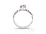 Fancy Pink Marquise Cut Diamond Solitaire Ring Set in Silver with Multi-Row Round Pavé Band and Prong Setting
