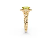 Oval Filigree Halo Engagement Ring Setting for a Fancy Yellow Lab-Grown Diamond | Yellow Gold