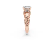 Asscher Cut Vintage Filigree Solitaire Engagement Ring Setting | Accented Basket | Rose Gold