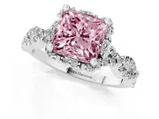 Princess Cut Halo Engagement Ring Setting for a Fancy Pink Lab-Grown Diamond | Sterling Silver - Design NV-24725