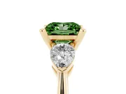 Princess Cut 3-Stone Engagement Ring Setting for a Fancy Green Lab-Grown Diamond | Yellow Gold