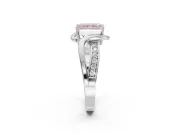 Radiant Cut Bypass Solitaire Engagement Ring Setting for a Fancy Pink Lab-Grown Diamond | Pavé Strands | White Gold