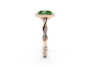 Radiant Cut Twist Halo Engagement Ring Setting for a Fancy Green Lab-Grown Diamond | Rose Gold