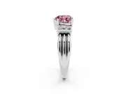 Fancy Pink Three-Stone Heart Cut Diamond Channel Set Ring Set in Silver with Bar Prongs