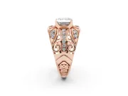 Asscher Cut Art Deco Graduated Pave Engagement Ring Setting | Split Shank | Rose Gold