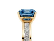 Asscher Cut Channel Engagement Ring Setting for a Fancy Blue Lab-Grown Diamond | Yellow Gold