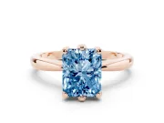 Radiant Cut Tapered Solitaire Engagement Ring Setting for a Fancy Blue Lab-Grown Diamond | Claw Prong Head | Rose Gold