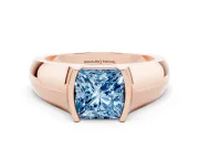 Princess Cut Half Bezel Solitaire Engagement Ring Setting for a Fancy Blue Lab-Grown Diamond | Wide Band | Rose Gold
