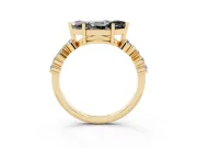 Marquise Scattered Accent Engagement Ring Setting for a Black Center | Slim Band | Yellow Gold