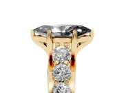 Marquise Graduated Engagement Ring Setting for a Black Center | Yellow Gold
