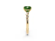 Fancy Green Princess Cut Diamond Cluster Solitaire Ring Set in Yellow gold with Prong Setting