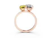 Fancy Yellow Emerald Cut and Emerald Cut Toi Moi Ring Set in Rose gold with Prong Setting