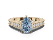Pear-Shaped Vintage Engagement Ring Setting for a Fancy Blue Lab-Grown Diamond | Yellow Gold - Design NV-24644