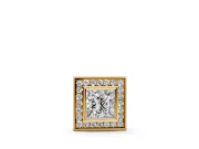 Princess Cut Lab-Grown Diamond Bezel Halo Pendant Necklace | Milgrain Edge | Yellow Gold