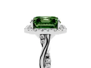 Asscher Cut Twist Halo Engagement Ring Setting for a Fancy Green Lab-Grown Diamond | Platinum