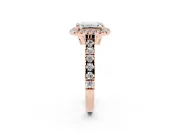 Emerald Cut Halo Engagement Ring Setting | Shared Prong Shoulders | Rose Gold