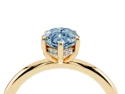 Fancy Blue Marquise Cut Diamond Solitaire Ring Set in Yellow gold with Thin Band and Prong Setting