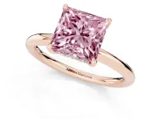 Princess Cut Hidden Halo Ring Setting for a Fancy Pink Lab-Grown Diamond | Rose Gold