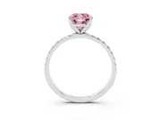 Cushion Cut Pave Solitaire Engagement Ring Setting for a Fancy Pink Lab-Grown Diamond | Slim Band | Sterling Silver