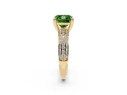 Princess Cut Three Row Pave Engagement Ring Setting for a Fancy Green Lab-Grown Diamond | Double Claws | Yellow Gold