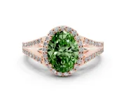 Oval Split Shank Halo Engagement Ring Setting for a Fancy Green Lab-Grown Diamond | Rose Gold