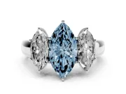 Marquise 3 Stone Engagement Ring Setting for a Fancy Blue Lab-Grown Diamond | White Gold