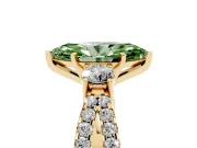 Marquise Three Stone Engagement Ring Setting for a Fancy Green Lab-Grown Diamond | Yellow Gold