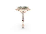 Fancy Green Marquise Lab-Grown Diamond Double Halo Statement Ring Set in Rose Gold with Pavé Band