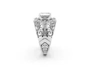 Asscher Cut Art Deco Graduated Pave Engagement Ring Setting | Split Shank | Platinum