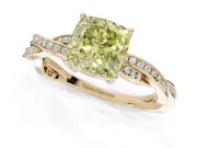 Cushion Cut Twisted Pavé Solitaire Engagement Ring Setting for a Fancy Yellow Lab-Grown Diamond | Yellow Gold