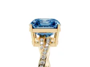 Asscher Cut Twisted Pavé Solitaire Engagement Ring Setting for a Fancy Blue Lab-Grown Diamond | Yellow Gold