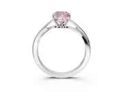 Cushion Cut Bypass Solitaire Engagement Ring Setting for a Fancy Pink Lab-Grown Diamond | White Gold