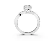 Cushion Cut Pavé Twist Engagement Ring Setting | Crossover Band | White Gold