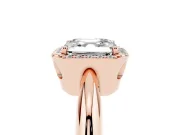 Asscher Cut Halo Engagement Ring Setting | Plain Tapered Band | Rose Gold