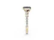 Radiant Cut Graduated Side Stone Engagement Ring Setting for a Black Center | Yellow Gold