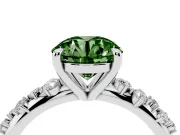 Round Graduated Accent Engagement Ring Setting for a Fancy Green Lab-Grown Diamond | White Gold