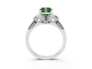 Cushion Cut Hidden Halo Three Stone Engagement Ring Setting for a Fancy Green Lab-Grown Diamond | White Gold