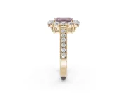 Emerald Cut Vintage Halo Engagement Ring Setting for a Fancy Pink Lab-Grown Diamond | Yellow Gold