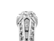 Heart Cut Diamond Vintage-Inspired Milgrain Ring Set in Platinum with Accent Split Shank