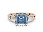 Asscher Cut Tapered Baguette Engagement Ring Setting for a Fancy Blue Lab-Grown Diamond | Rose Gold