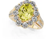 Oval Large Accent Halo Engagement Ring Setting for a Fancy Yellow Lab-Grown Diamond | Yellow Gold