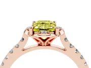 Emerald Cut Floral Petal Engagement Ring Setting for a Fancy Yellow Lab-Grown Diamond | Petal Accents | Rose Gold