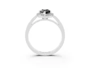 Fancy Black Pear Cut Diamond Halo Ring Set in White gold with Solitaire Band and Prong Setting