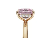 Asscher Cut Hidden Halo Ring Setting for a Fancy Pink Lab-Grown Diamond | Yellow Gold
