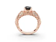Radiant Cut Art Deco Graduated Engagement Ring Setting for a Black Center | Split Shank | Rose Gold