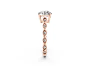 Round Cut Diamond Solitaire Ring Set in Rose gold with Infinity Twist Pavé Band