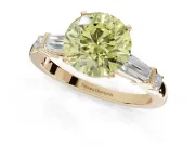 Round Tapered Baguette Engagement Ring Setting for a Fancy Yellow Lab-Grown Diamond | Yellow Gold
