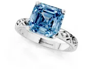 Asscher Cut Vintage Engagement Ring Setting for a Fancy Blue Lab-Grown Diamond | Sterling Silver - Design NV-24472